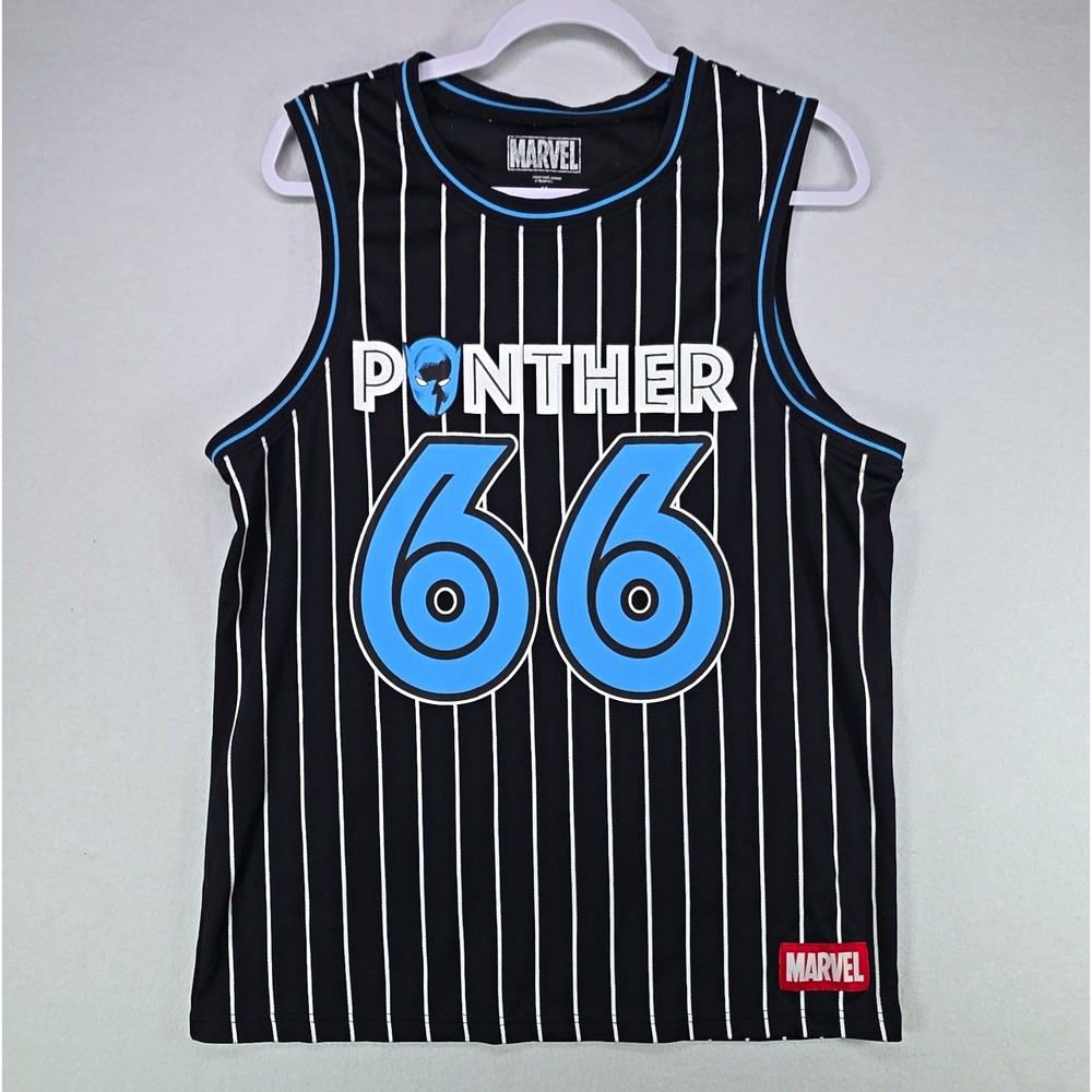 Marvel Black Panther 66 Pinstripe Mesh Sleeveless Tank Jersey Men's Size M